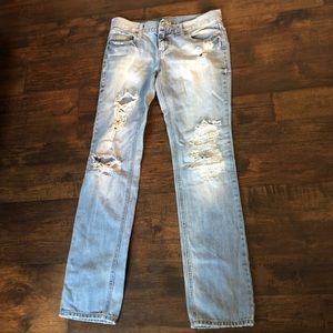 Destroyed boyfriend denim